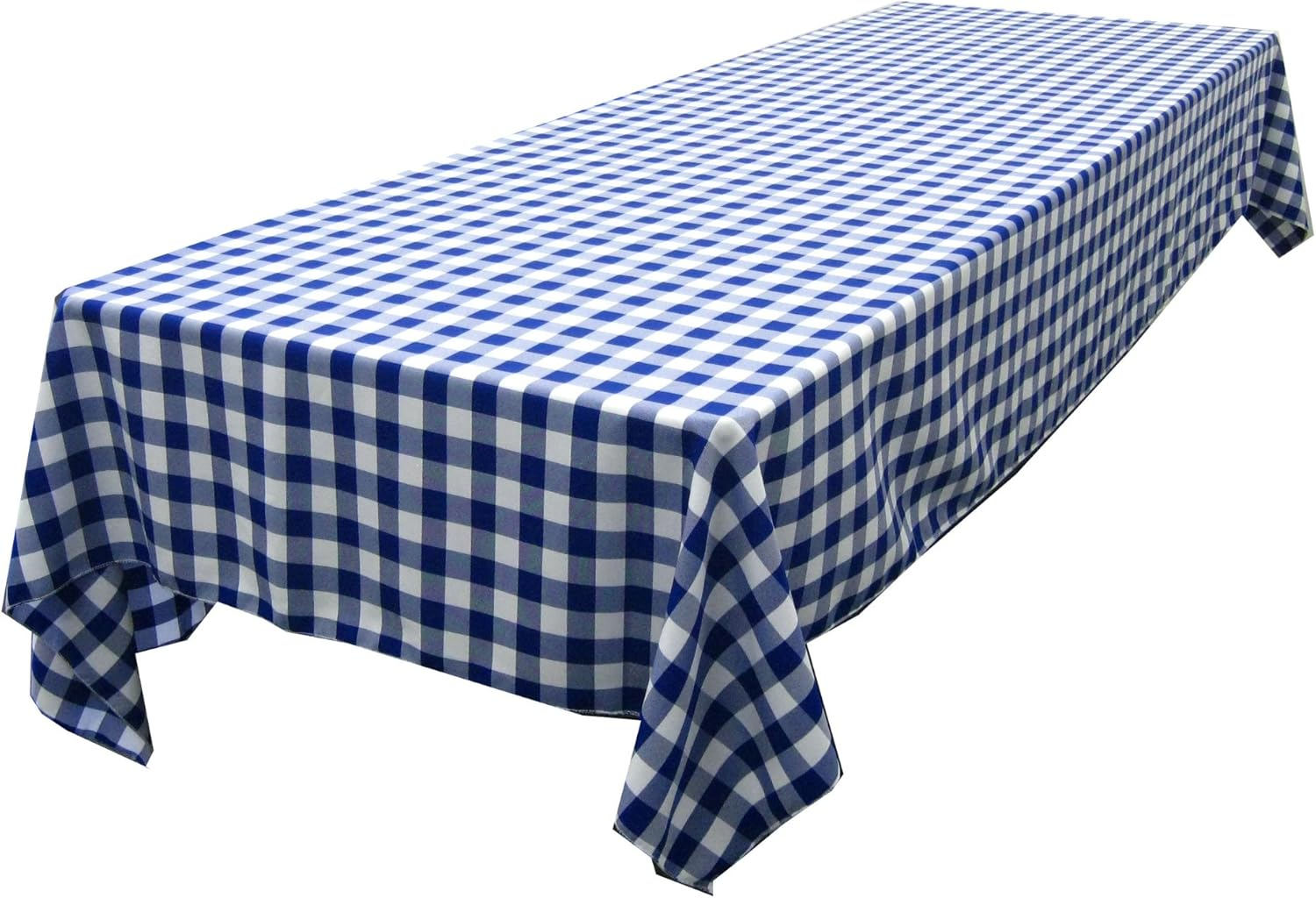 LA Linen Polyester Gingham Checkered Rectangular Tablecloth, White/Orange, 60" X 84" image number 3