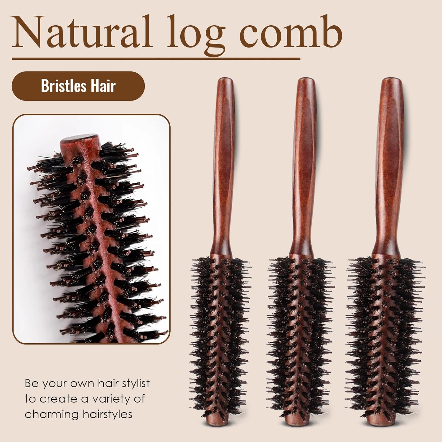 Round Brush for Blow-Drying, Styling Brush with Nylon Bristles, Hair Brush for Short to Medium Hair, Straightening, Curling, Adding Hair Volume and Shine (Large) - Large image number 6