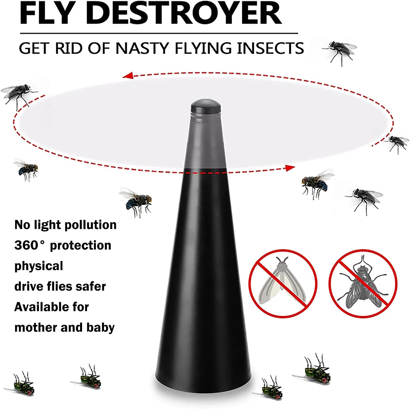 Fly Fans for Tables,Fly Away Rechargeable Repellent Fly Free Entertaining Fly Repellent Portable Fly Swatter Repellent Keep Flies Bugs Away from Food Battery Power Dual Use Kitchen Restaurant Outing image number 5