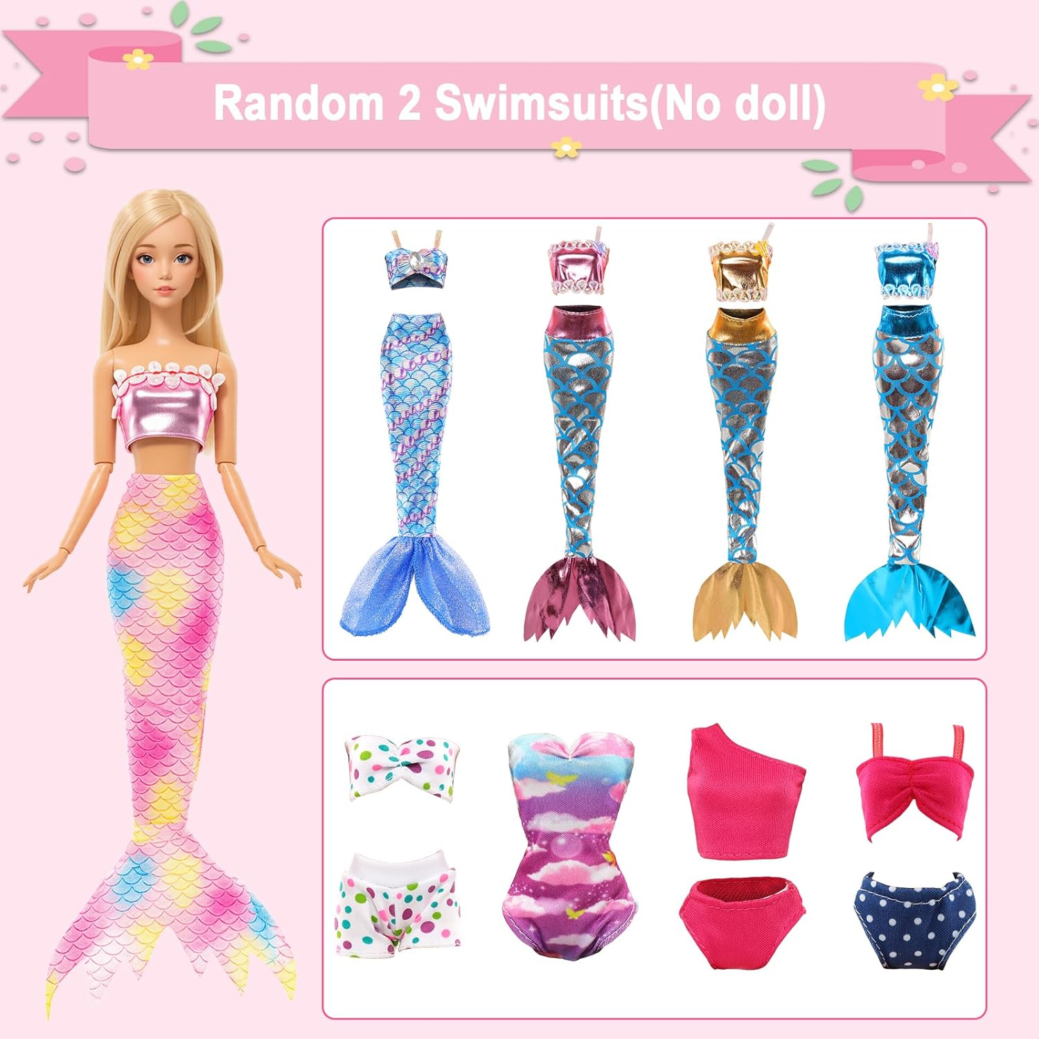 Barwa 101 Pcs Wardrobe Closet Doll Clothes Accessories Suitcase Mermaid Swimsuits Dresses Shoes Hanger Crown Necklace Doll Accessories for 11.5 Inch Girl Dolls Toys Gifts for Girls image number 1