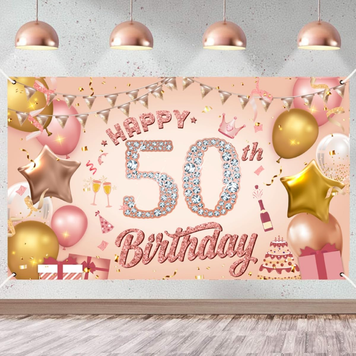Costume Bay Happy Birthday Backdrop Banner 180 * 110 Cm Large Background Cloth Photo Party Large Decoration Sign for Birthday Party (Pink - 16Th, ONE) - Pink - 13Th image number 6