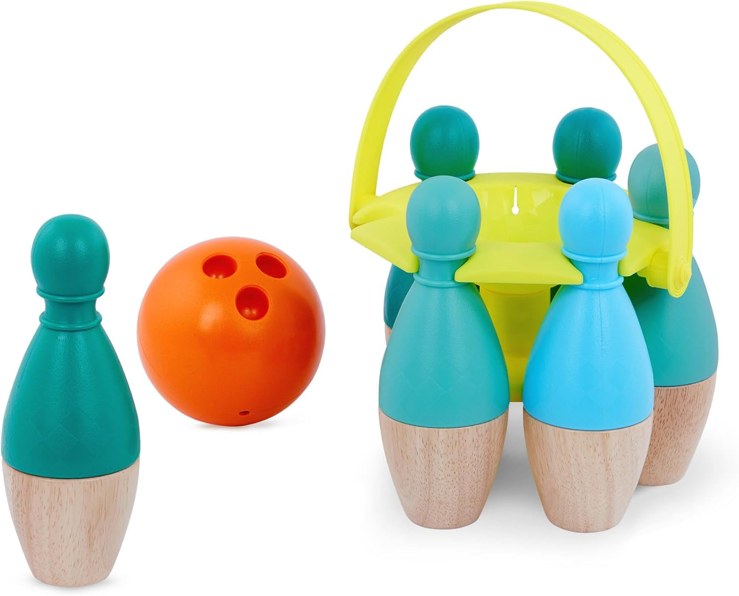 B. Toys &ndash; Kids Bowling Set &ndash; 6 Pin & Ball &ndash; Wooden Pins & Carry Caddy &ndash; Family Activities & Games &ndash; 2 Years &ndash; image number 5