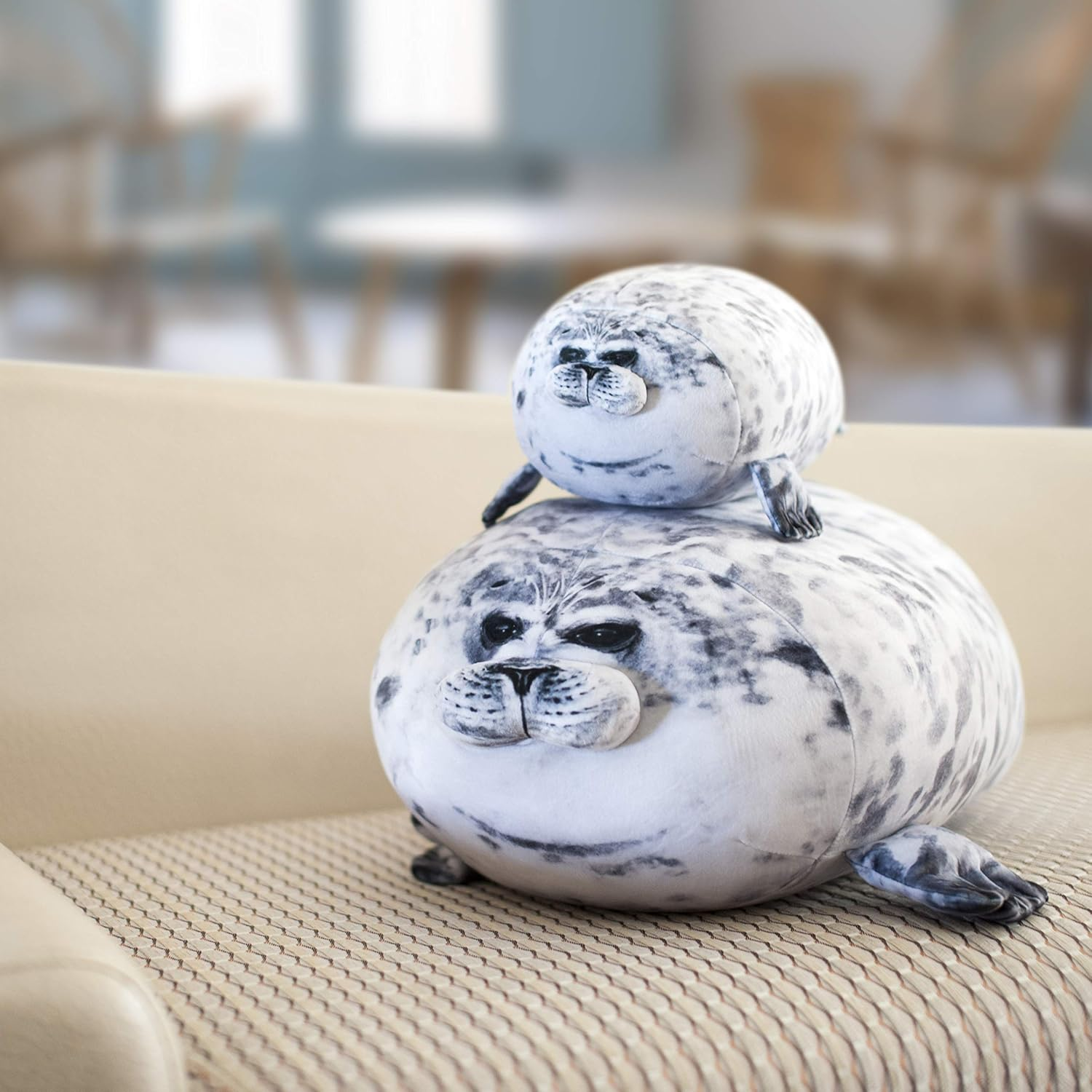 Minimin Seal Pillow, Cute Chubby Blob Seal Plush Toys Pillow Kids Bedding Super Soft Plush Snuggle Cuddle Pillow (Large)