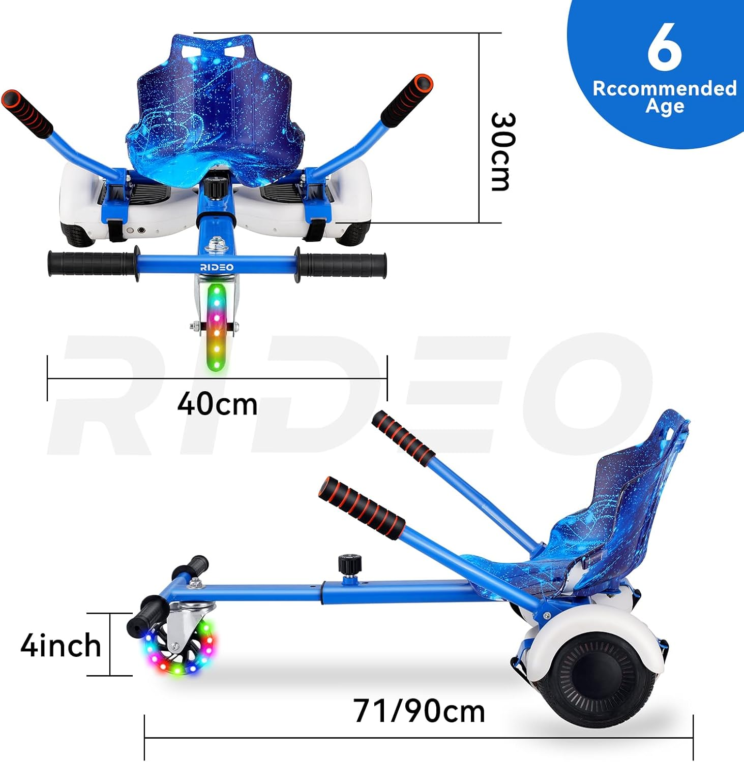 RIDEO Hoverboard Go-Kart Universal Adjustable Hoverboard Attachment A4 (Blue)