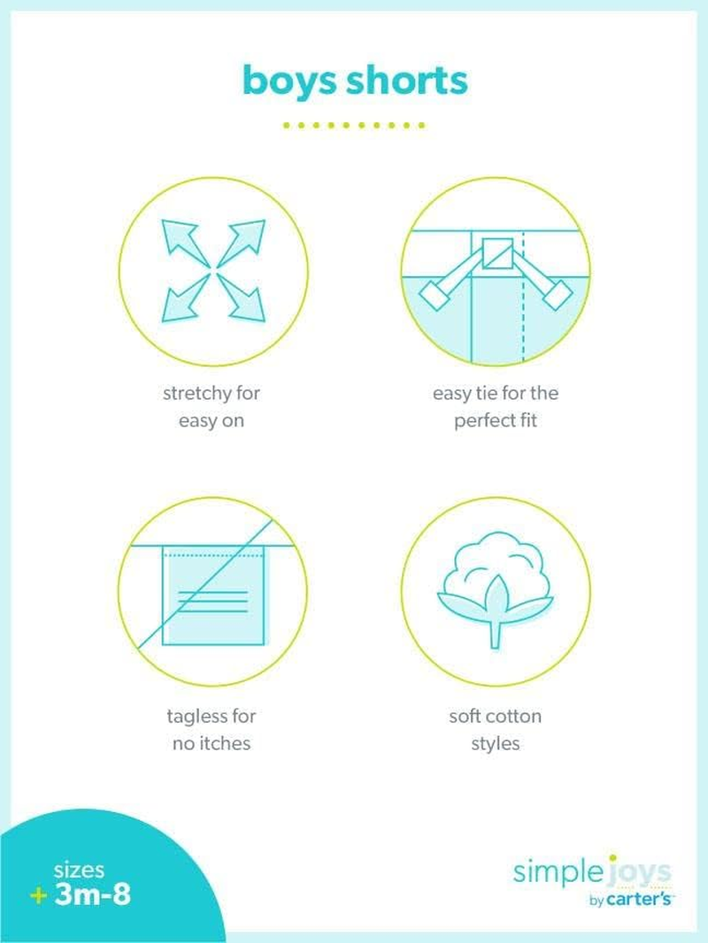 Simple Joys by Carter'S Babies, Toddlers, and Boys' Knit Shorts, Pack of 3 image number 4