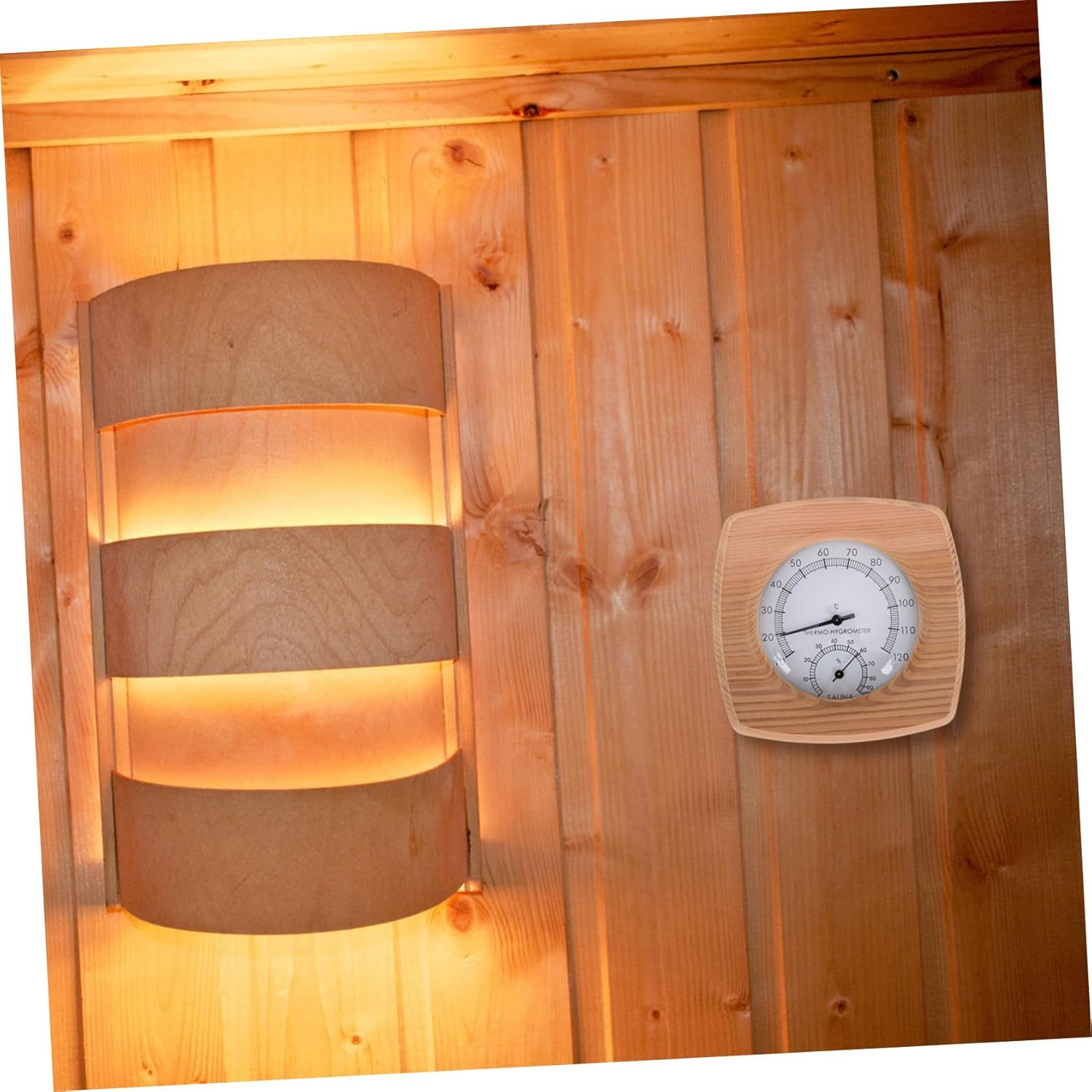 Sauna Thermometer Hygrometer Wall-Mounted Wood Indoor Temperature Humidity for Sauna Bathroom Steam Moisture Resistant Accessory