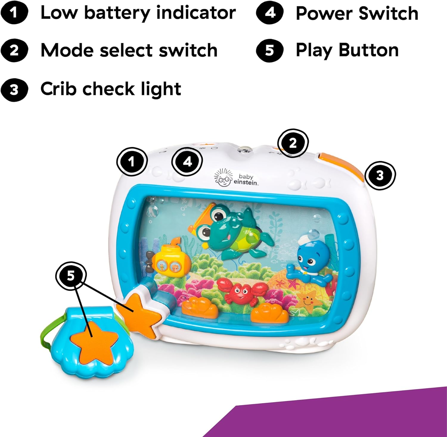 Baby Einstein Sea Dreams Soother Musical Crib Toy and Sound Machine, Newborn and Up image number 2