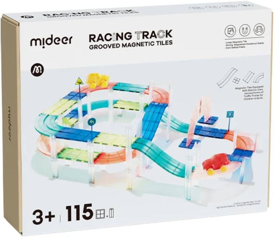 Magnetic Tiles Road Set 115 PCS, Mideer Magnetic Building Blocks with Car for Toddler Kids Toys, Montessori Educational Toys 3+ Year Old Boys & Girls Gifts image number 3