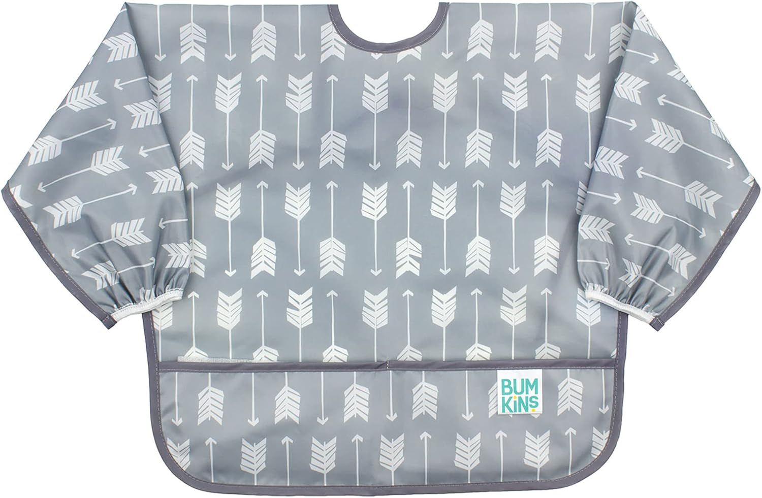 Bumkins Waterproof Sleeved Bib, Gray Chevron (6-24 Months)