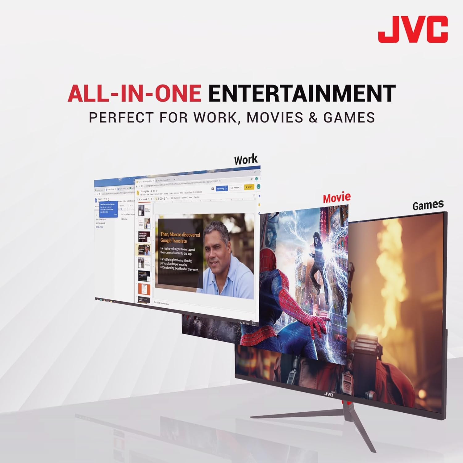JVC 27 Inch Monitor, 1080P FHD (Full High Definition) Ultra Thin Bezels Display, 165Hz Gaming Monitor with Tilt Adjustment, Display Port & HDMI Inputs, Fast 1Ms Response (LT-GN27225A) image number 1