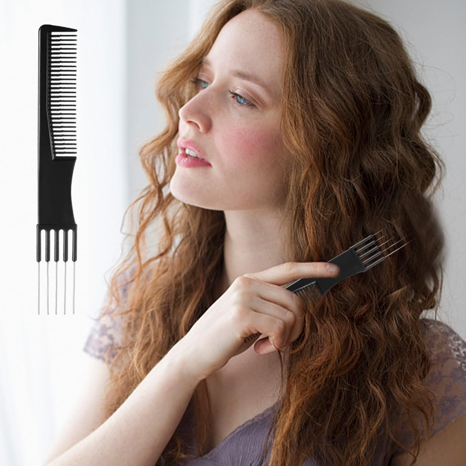 2 Pieces Needle Comb and 2 Pieces Pointed Tail Comb, Hair Comb, Women'S Comb, Protruding Comb, Fine Tooth Comb, Metal Comb, Forked Comb image number 4