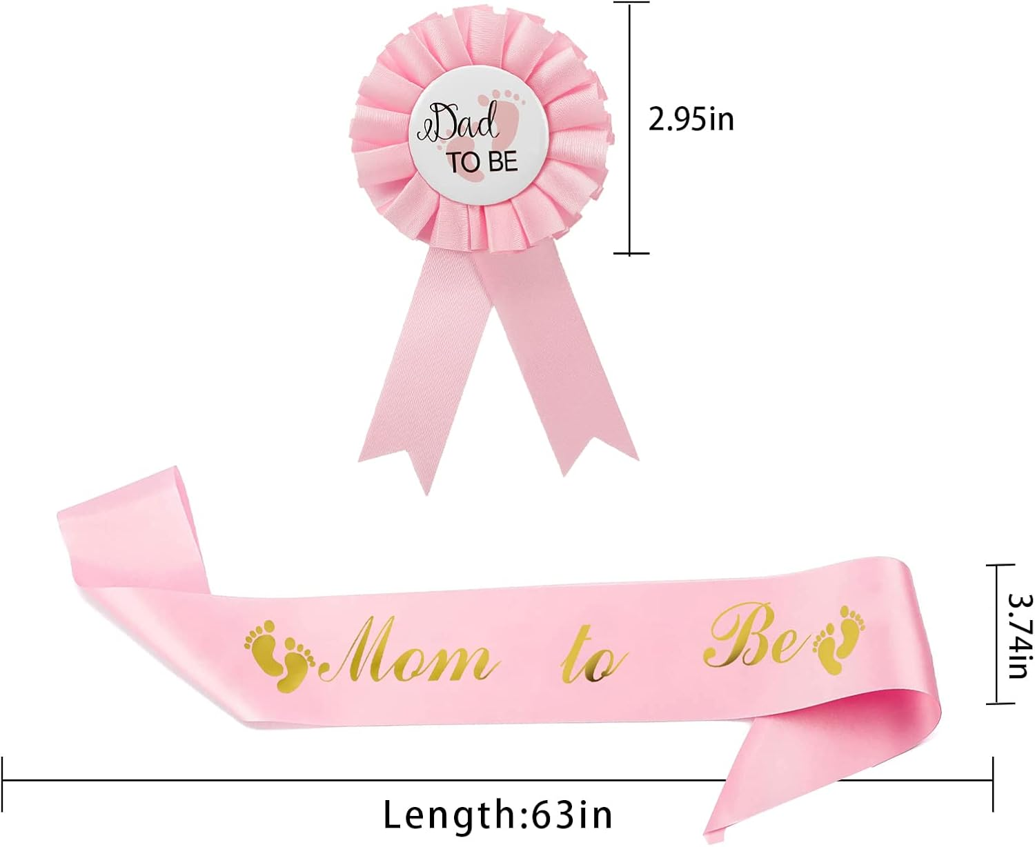 2 Packs Baby Shower Decorations Pink Mom Sash and Dad Tinplate Badge Baby Welcome Party Gifts image number 5