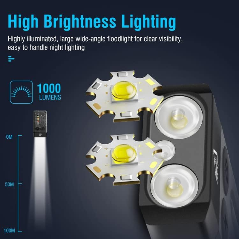 Vortex V10 EDC Flashlight with Red UV Blue Green Yellow White Light Emergency Signals Fluorescent Powerful 1000Lm Rechargeable Mini Pocket LED Keychain Flashlight Usb-Type C IPX4 Magnetic End image number 2