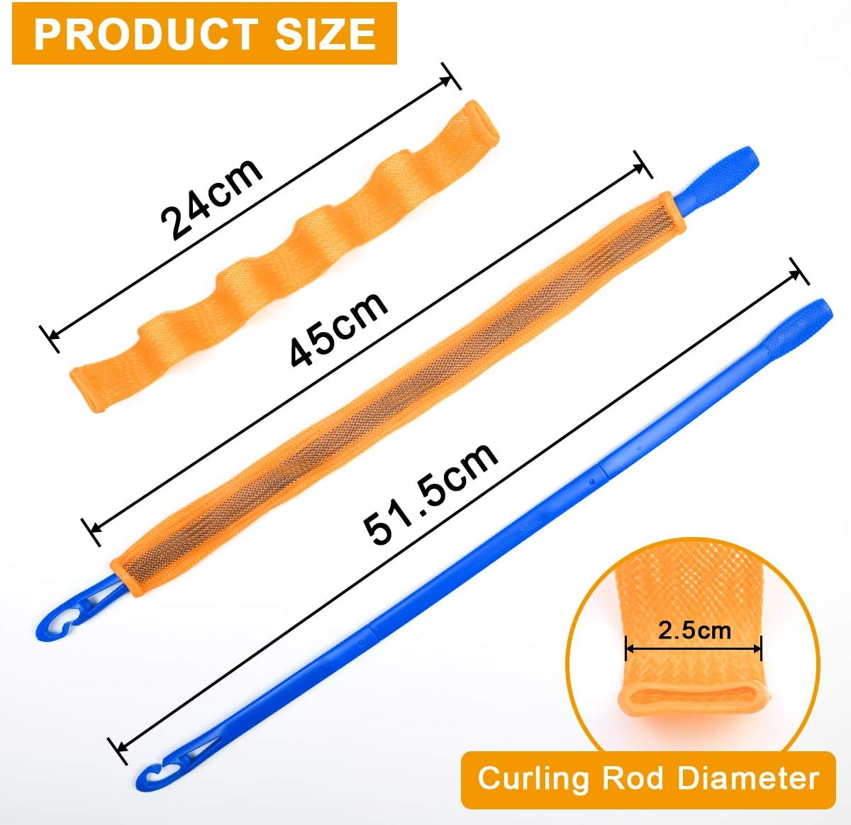 URAQT Hair Curlers for Long Hair, 24Pcs 45Cm Hair Rollers Wave Curls, No Heat Hair Curlers Styling Set with Styling Hooks, Healthy DIY Hairstyle for Women Girls image number 2