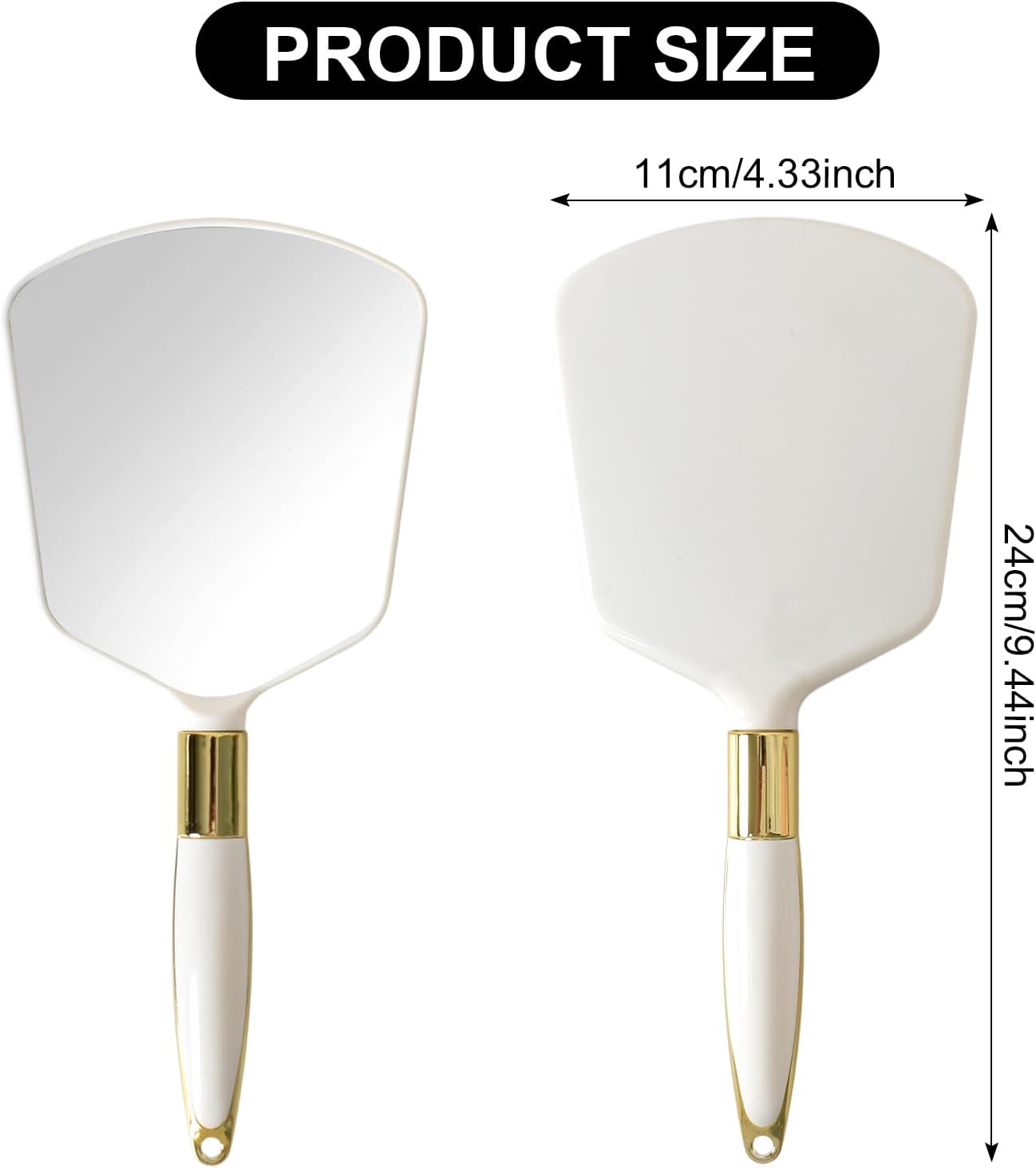 Handheld Mirrors, Hand Held Mirror with Handle, Small Travel Packet Compact Mirrors, Vintage Decorative Single-Sided Handheld Mini, Makeup Beauty Tool Tiny Mirror, Women Daily Portable (Square White) image number 6