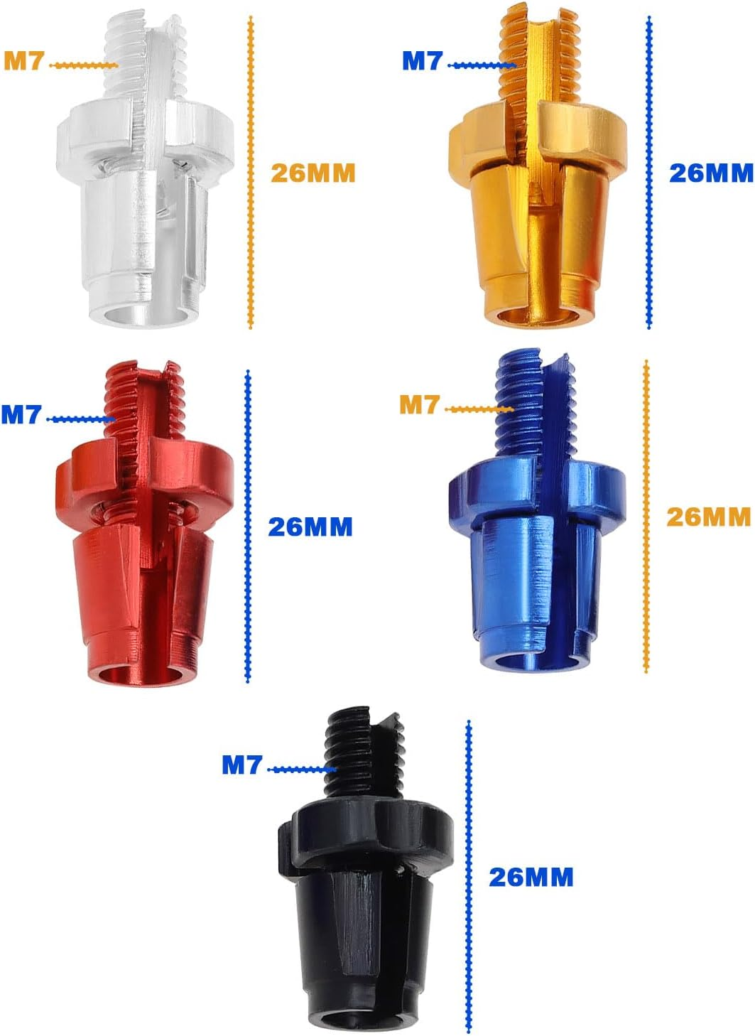 LT Easiyl 10Pcs M7 Bicycle Brake Lever Adjuster Screws Brake Lever Barrel Handle Screws Fastener Aluminium Alloy Road Mountain Bikes Silver Black Red Gold Blue image number 2