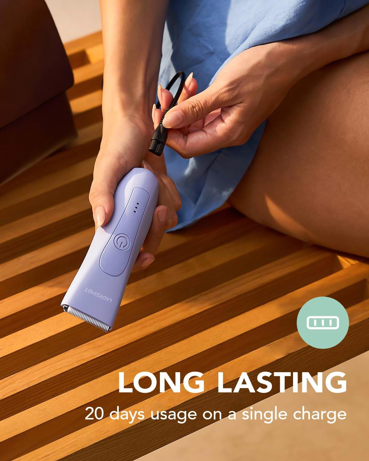 Bikini Trimmer for Women, LADYSPOT&trade; Lady Shavers for Women Rechargeable Bikini Shaver for Pubic Hair with 3 Guards and Hypoallergenic Ceramic Blade, Wet/Dry Lady Razors for Body, Legs, Bikini image number 1