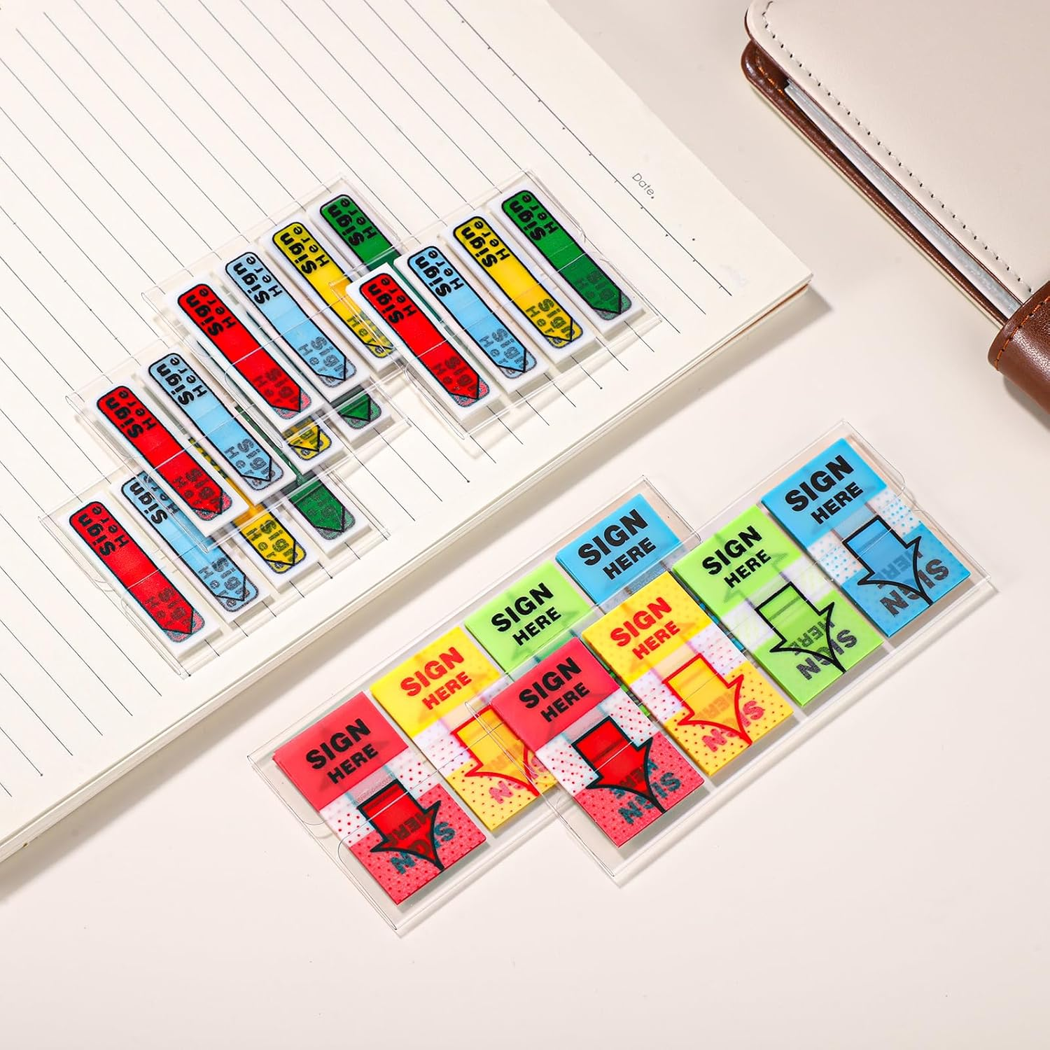 600Pcs/6 Packs Sign Here Tabs, Arrow Labels Stickers Sign Here Flags Sticky Signature Tabs Adhesive Message Post Tags for Documents Notebooks Home Office School Supplies (Red 2) - Red 1 image number 7