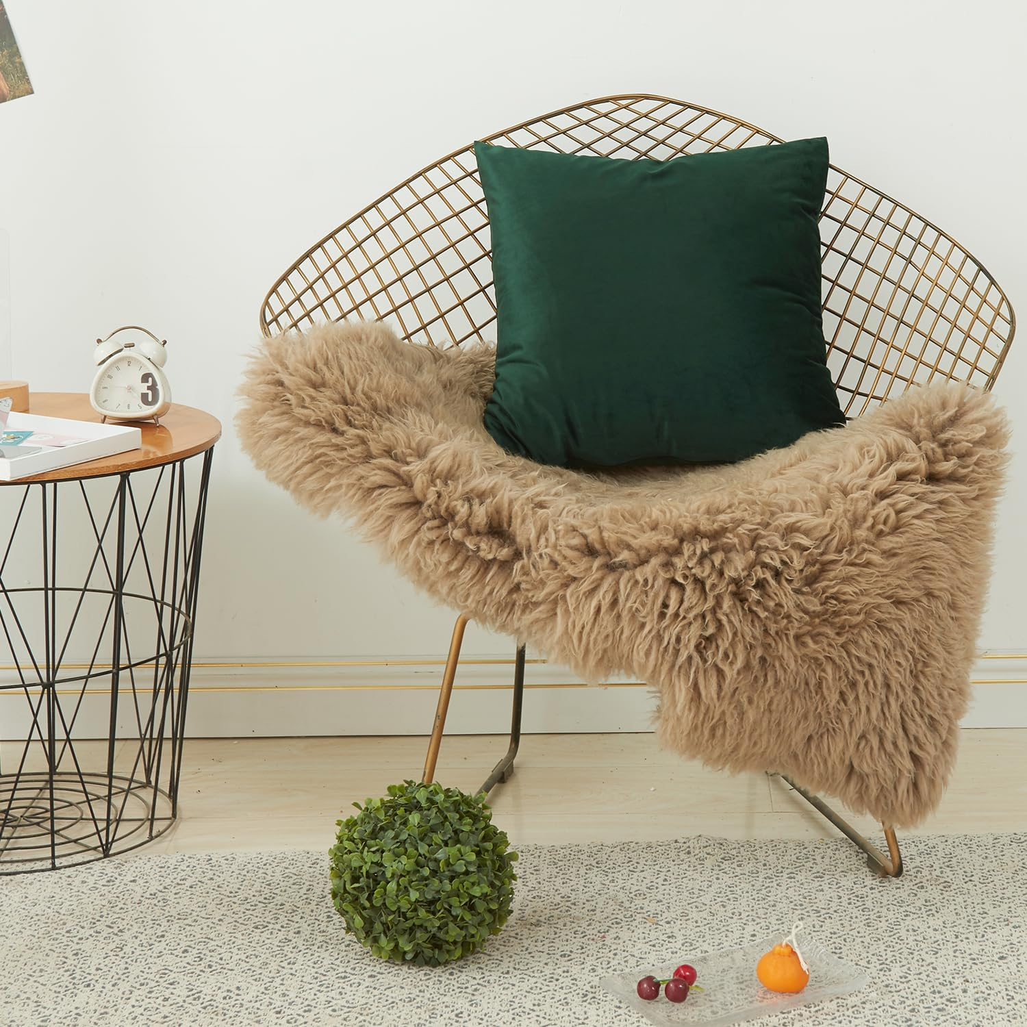 Set of 4 Velvet Throw Pillow Covers, Soft Square Home Decorative Cushion Cases Cozy Cushion Covers for Couch Sofa Car Bedroom Living Room Home Patio Indoors Outdoors Style Home Decor 45 X 45 Cm - Brown image number 7