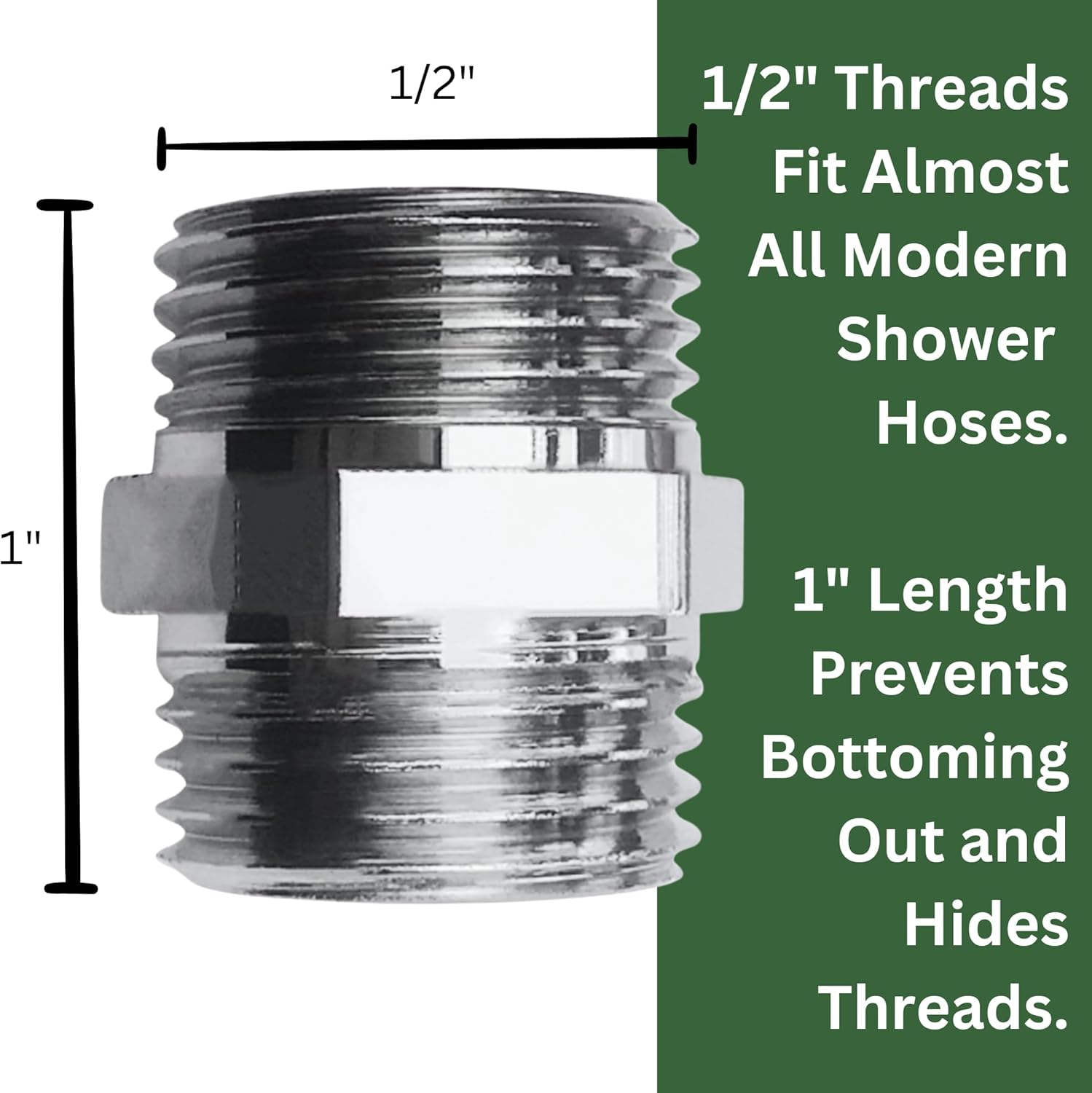 Shower Hose Extension - Shower Hose Extender - Easily Connects Two Shower Hoses Together - Solid Brass