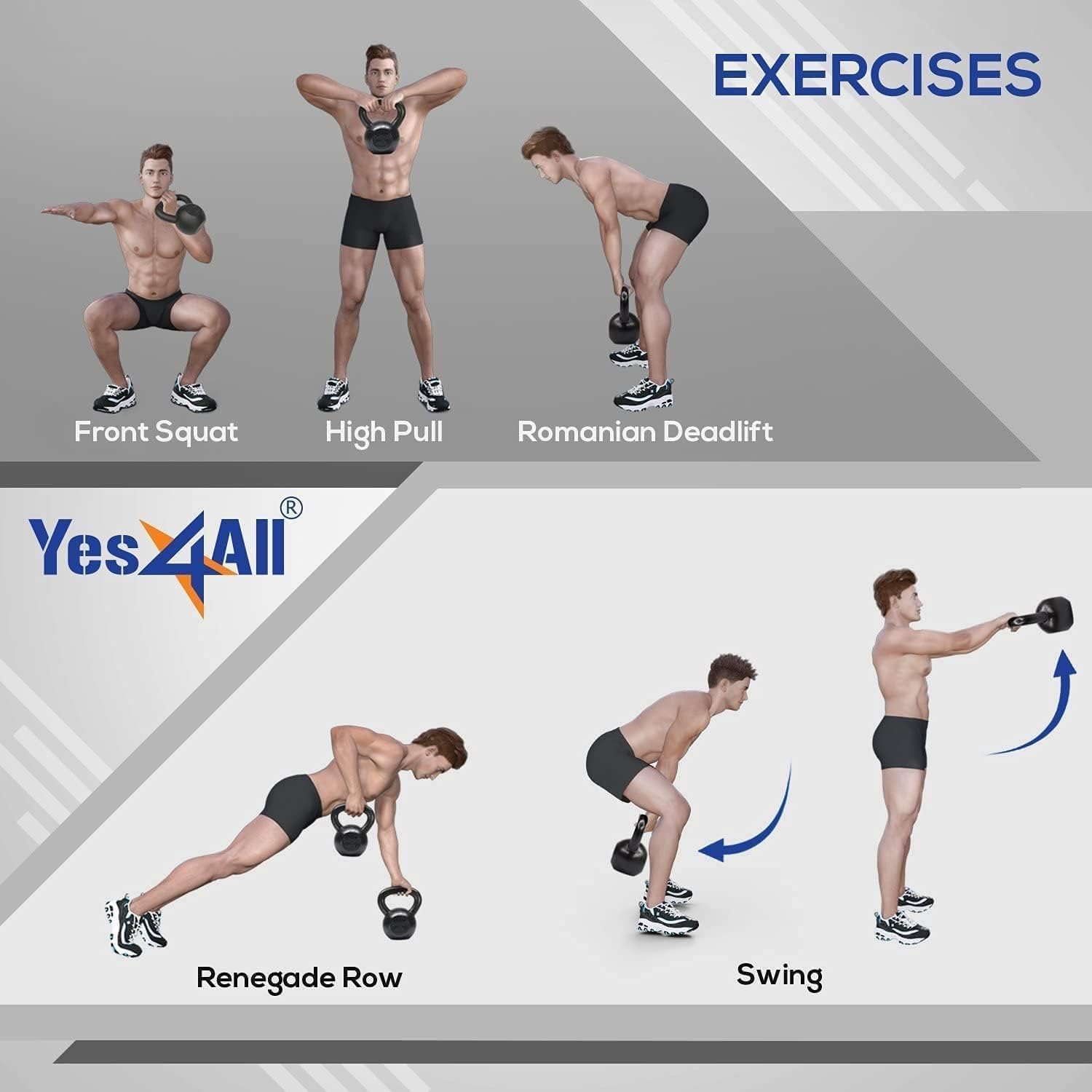 Yes4All Kettlebell Adjustable/Cast Iron/Protective Base Solid Smooth for Strength Training, Home Gym image number 6