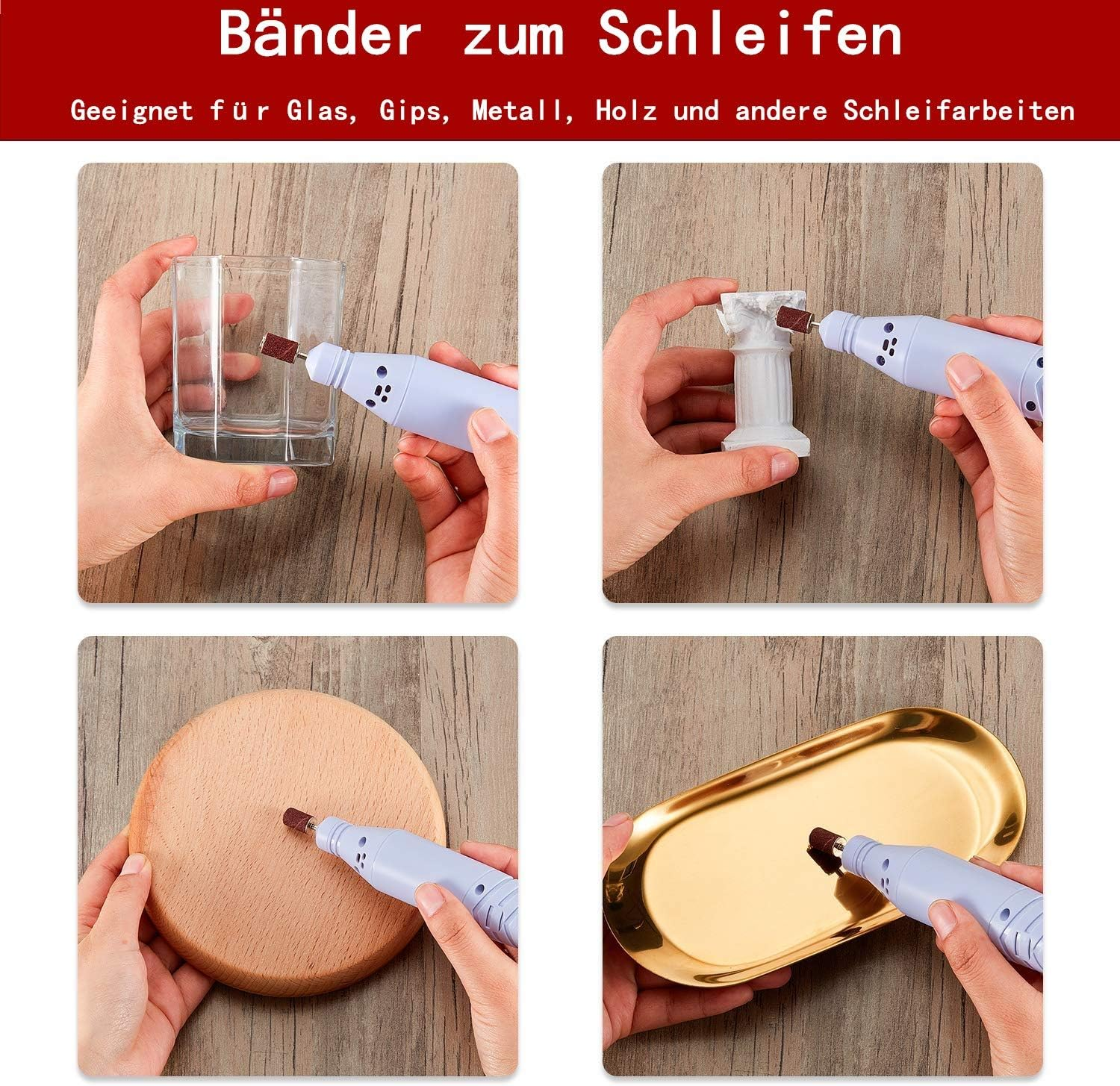 Voarge Pack of 100 Sanding Caps Drill Sanding Bands, 180 Inch Nail Cutter Attachment for Manicure Pedicure Nail Design Nail Art Nail Care image number 5