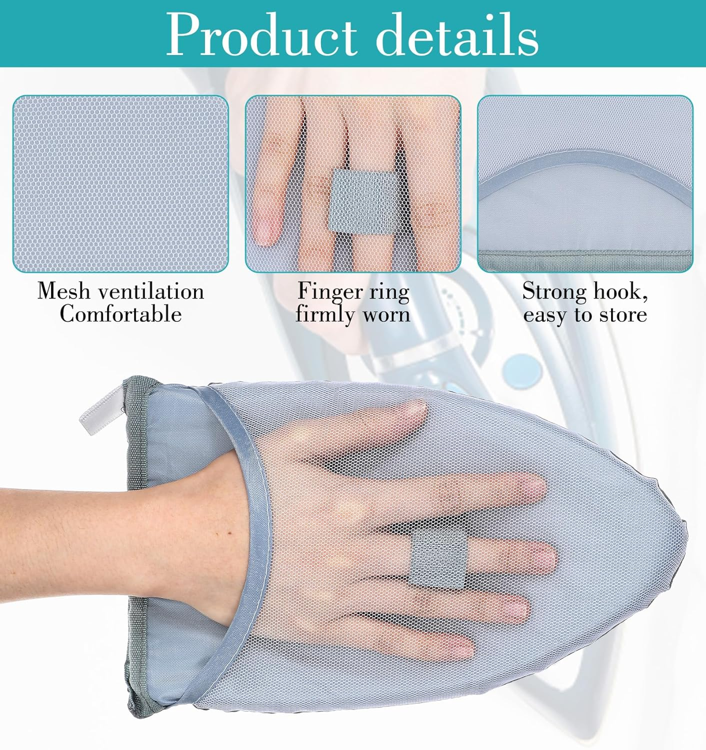 2 X Gloves for Steamer, Steam Straightener Glove, Heat Resistant & Waterproof Gloves with Finger Loop, Ideal for Clothing & Shirts (Grey) image number 1