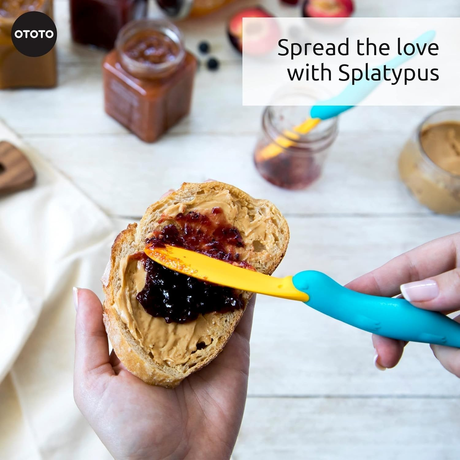 OTOTO Splatypus Jar Spatula for Scooping and Scraping - Unique Fun Cooking Kitchen Gadgets for Foodies - Bpa-Free & 100% Food Safe - Crepe Spreader image number 4