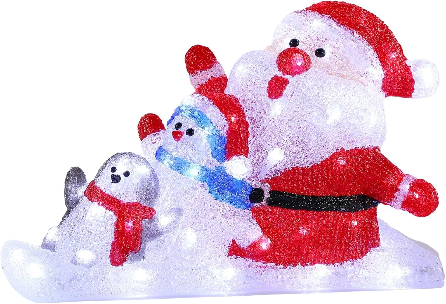 Lexi Lighting Acrylic Santa Penguin and Snowman Led-Lighted Display, 6-Hour On/Off Timer, Xmas Decoration, Indoor/Outdoor Display for Holiday D&eacute;cor image number 4