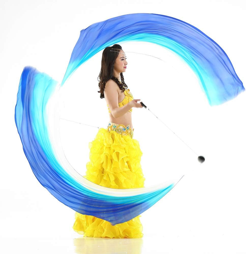 2Pcs Silk Veil with Poi Ball Belly Dance Poi Streamer Throw Ball in Haka Dance and Polynesian Dances