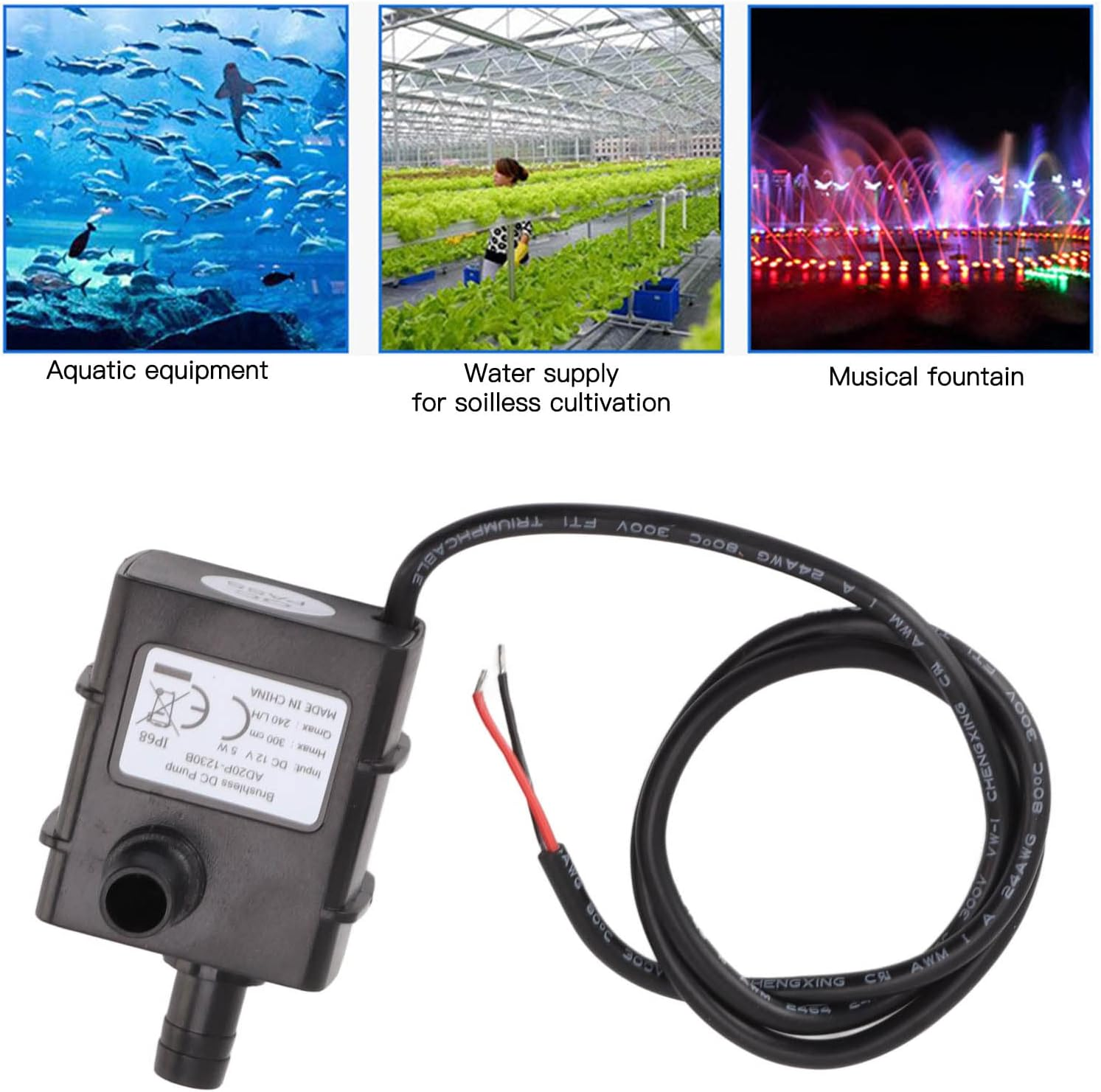 Mini Water Cooling Submersible Pump with High Sensitivity for Pet Water Supply, Maximum Lift 300CM Modern Soilless Cultivation Supply