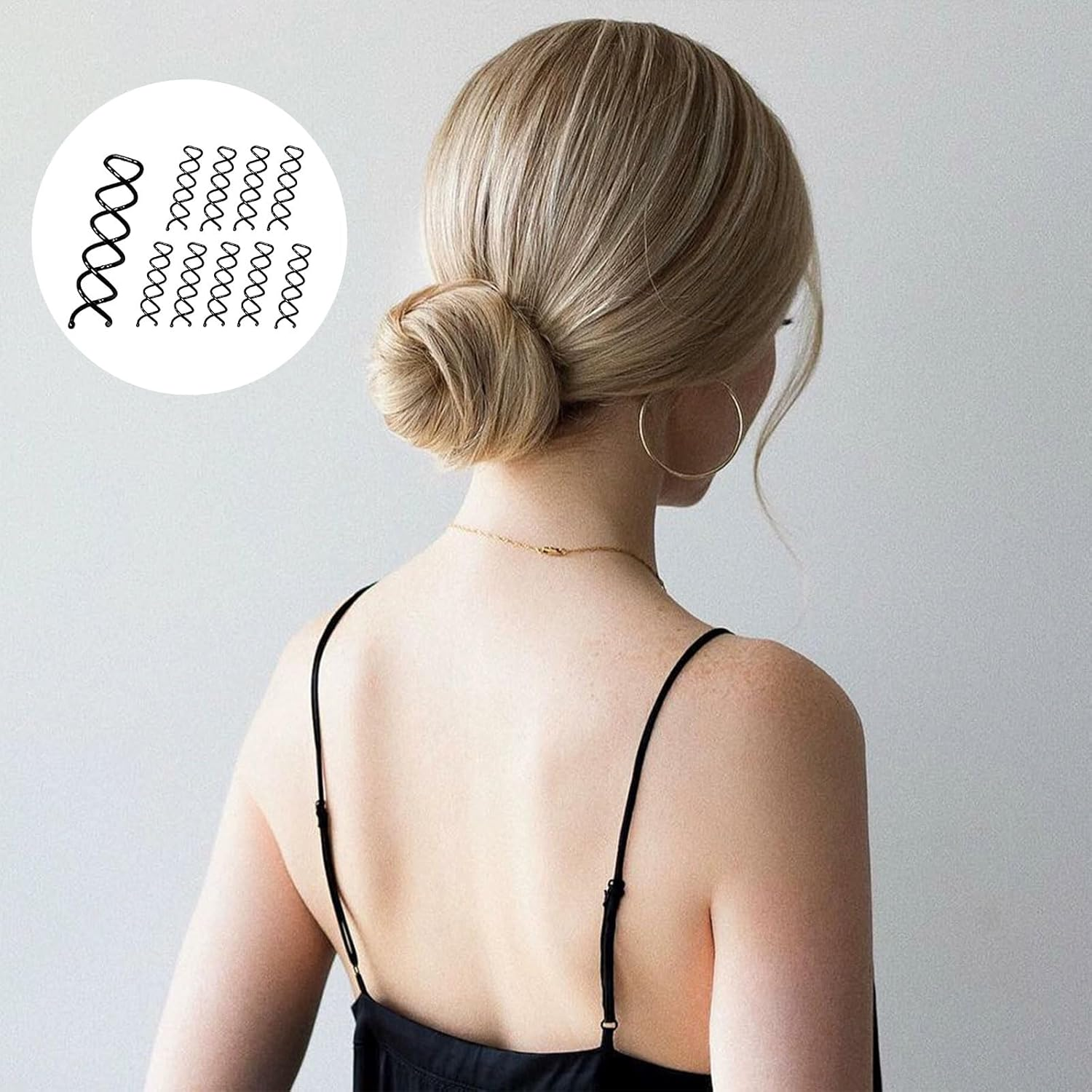 Luzcauwy 10PCS Spiral Hair Pins, Black Screw-Style Bobby Pins with Non-Scratch Ball Tips, Ideal for DIY Hair Styling, Secure Updos and Bun Hairstyles image number 2