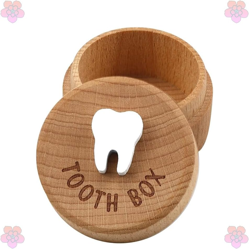3D Tooth Fairy Box, Carved Wooden Box Souvenir Dropped Tooth Keepsake Storage Box