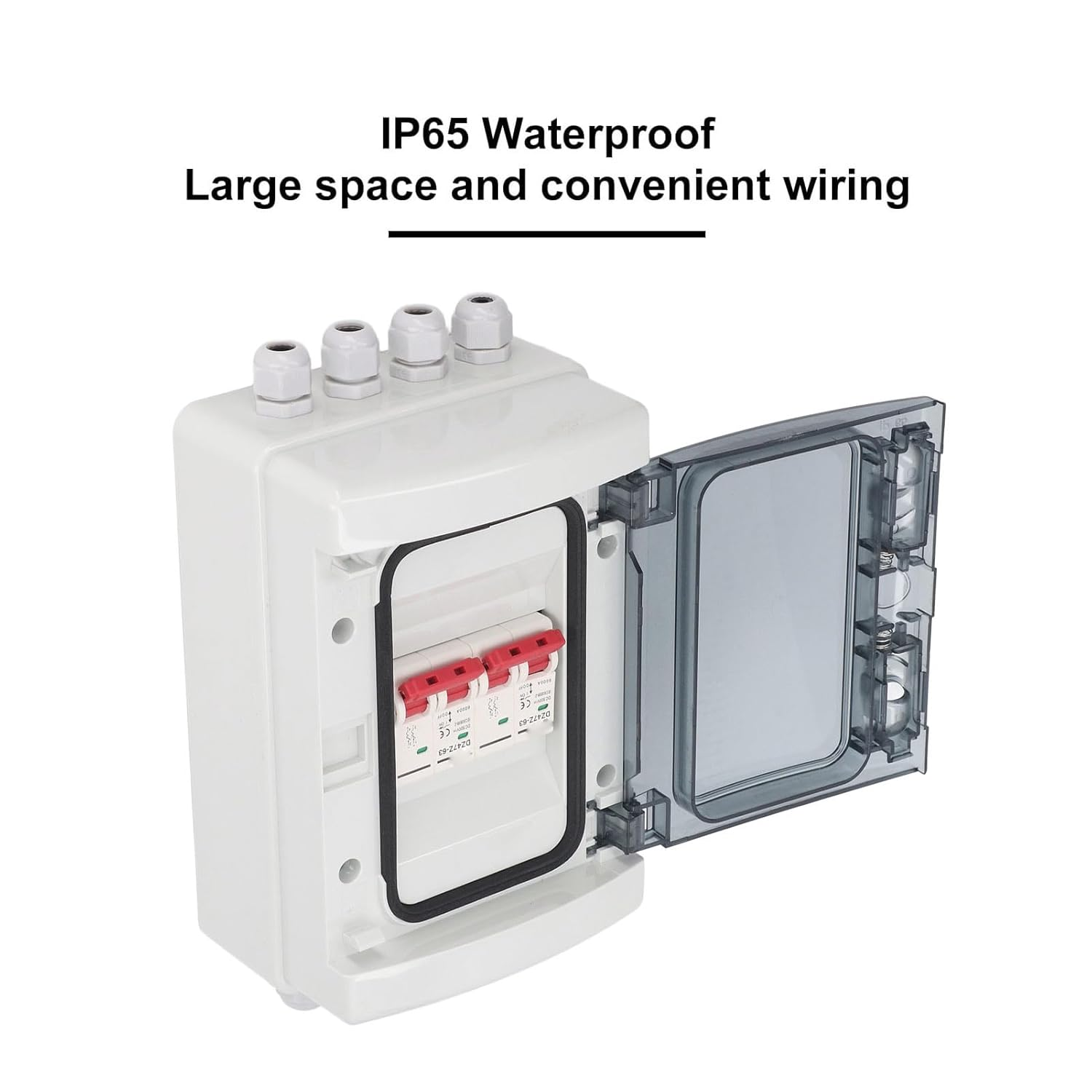 Miniature DC Switch Box, IP65 Waterproof 2 in 2 Output 500V UV Resistant Solar Photovoltaic Switch Box for RV (63A) image number 1