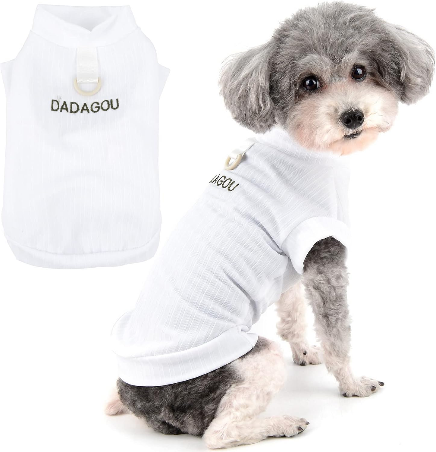 Zunea Dog Shirts with D-Ring for Small Dogs Girls Boys Summer Puppy T-Shirt Soft Breathable Tank Top Sleeveless Cool Clothing Plain Basic Shirt Pet Clothing for Chihuahua Pink L