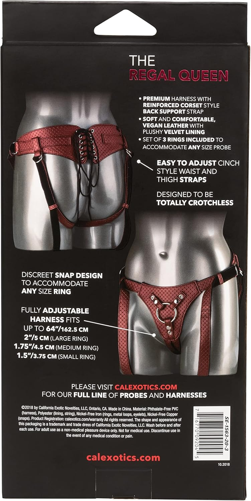 Calexotics Her Royal Harness the Regal Queen - Adjustable Designer BDSM Probe Strap on Thong Harness - Sex Toy Lingerie for Couples and Women - Red, 1 Count image number 4