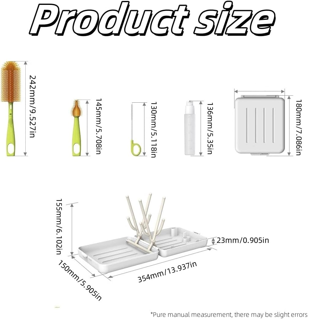 3-In-1 Baby Bottle Cleaner Kit with Pacifier & Straw Brush, Portable Travel Brush Set for Baby Care - Includes Scrubber, Dispenser Bottle & Drain Column (White) - Blue image number 2