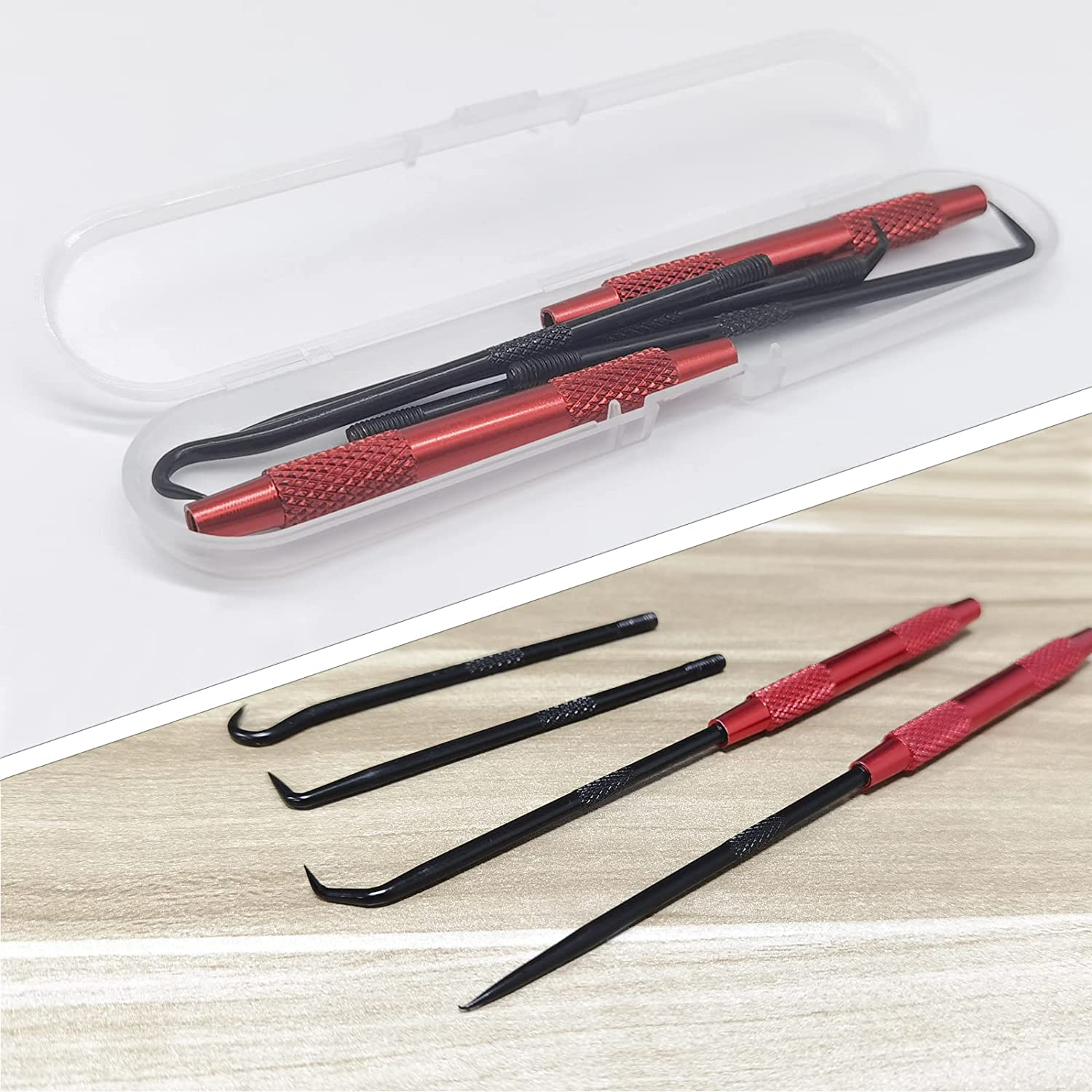 QISF 2PCS Precision Pick and Hook Set Double Side Hand Tool,Car Auto Oil Seal/O-Ring Seal Gasket Pick Mini Precision Hooks Puller Remover image number 4