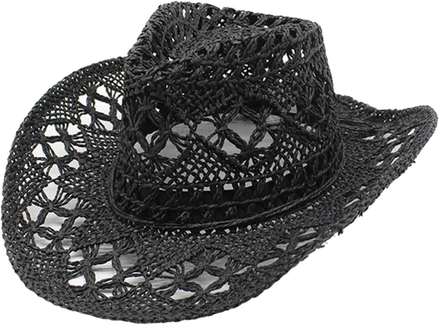 Straw Cowboy Hat for Women Unisex Wide Brim Outdoor Sports Cap Classic Summer Holiday Party Vacation Beach Sun Hat