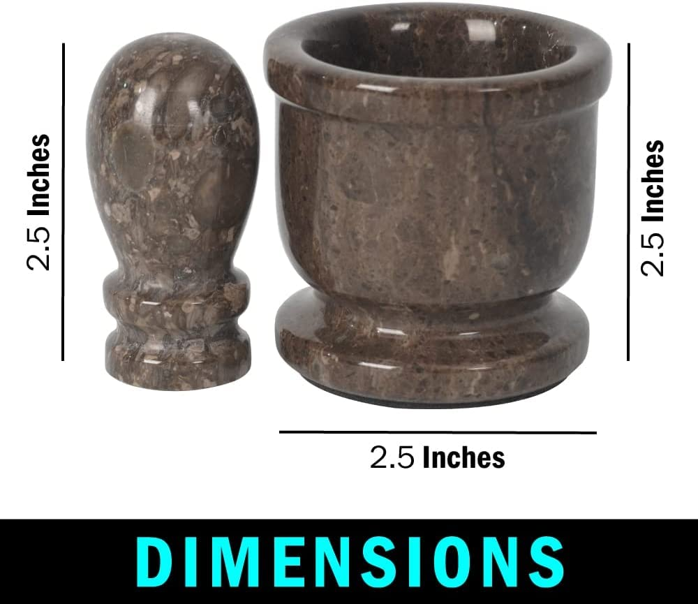 MARBLISS Radicaln Mortar & Pestle Set - Palm Size 2.5'' Portable Handmade Marble | Kitchen Accessories for Indian Spices Seasonings Set, Altar Supplies Grinding (Grey Oceanic) image number 4