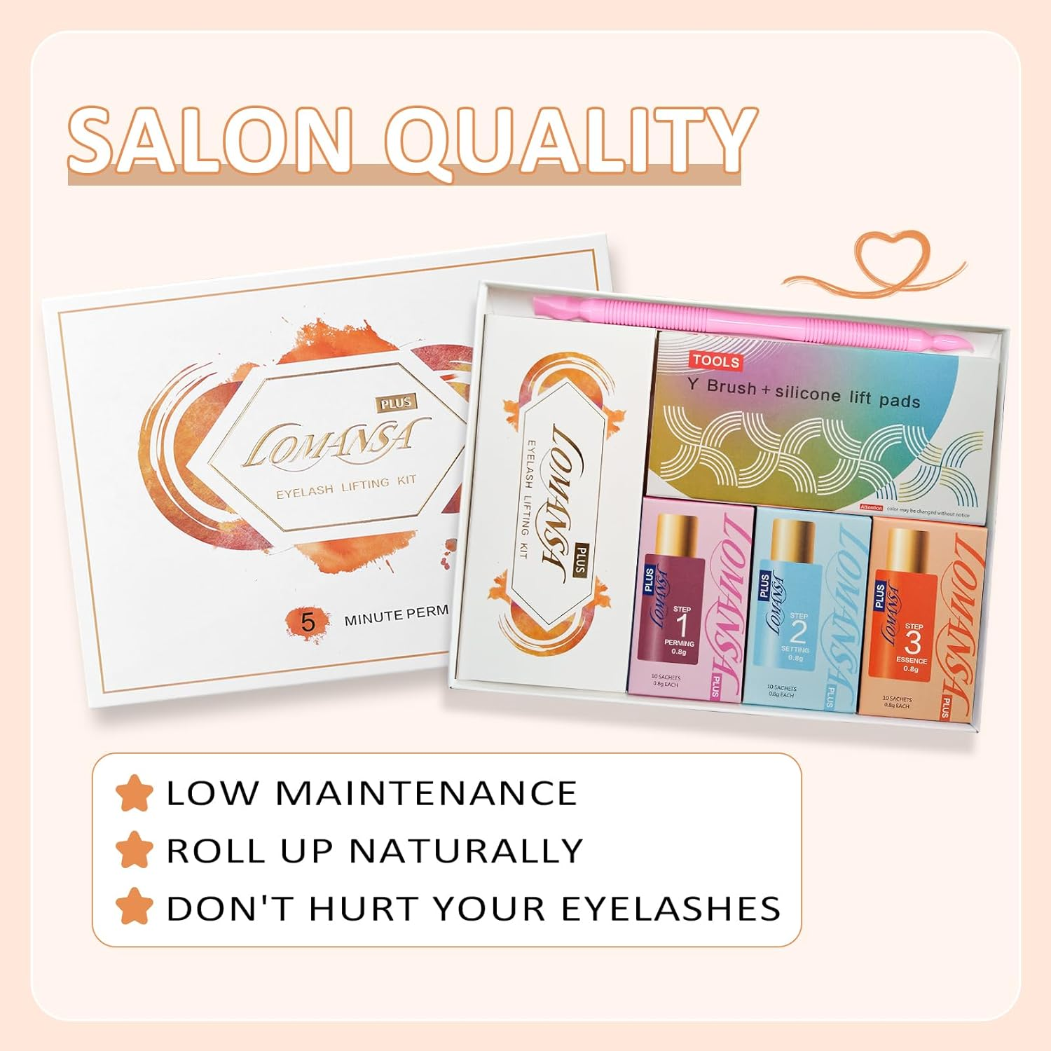 Lomansa Lash Lift and Color Kit Black Eyelash Perm Kit with Lash Lift Balm, Instant Curled and Voluminous Coloring with Black Hair Colors, Complete Tools for Salon Home image number 4