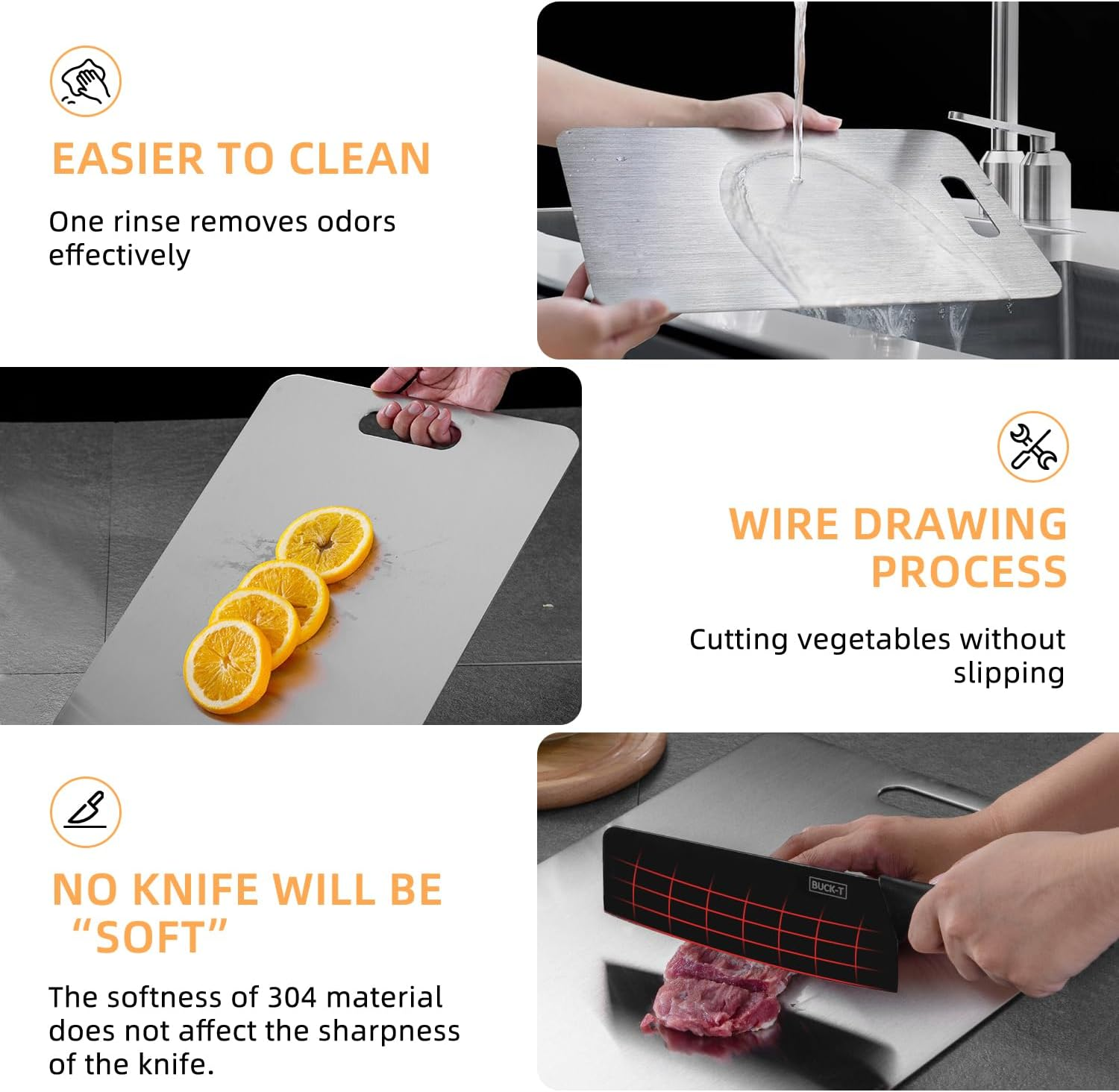 Stainless Steel Cutting Board, Cutting Boards, Mats & Sets Stainless Steel ​Food Grade Cutting Multi-Functional Thickened Anti-Mold Household Chopping Board Set (30 * 20)