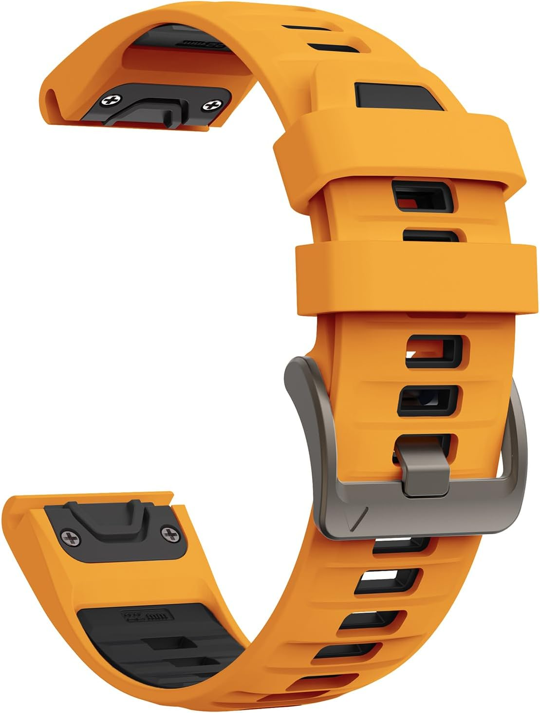 Haotop Sport Silicone Replacement Strap 22Mm Compatible for Garmin Fenix 8/Fenix 7/Fenix 6/Fenix 6 Pro/Fenix 5/Fenix 5 Plus/Forerunner 955/Forerunner 945/Forerunner 935/Approach S60 (Black/Orange) image number 5