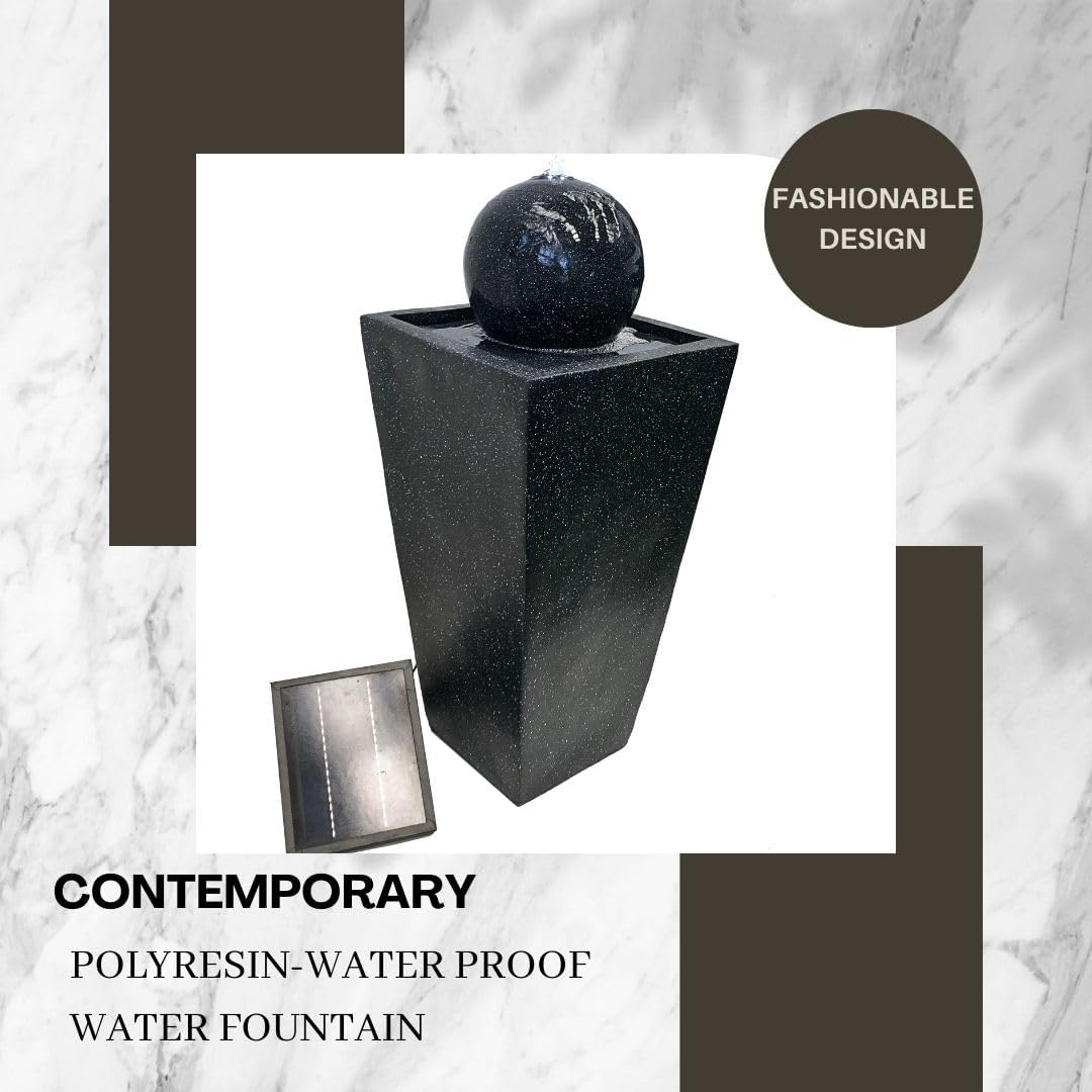 Ball and Column Solar Water Feature Water Fountain image number 2