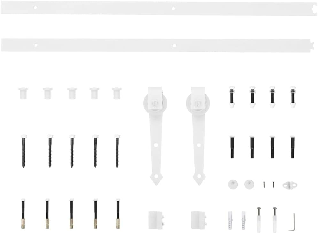 Vidaxl Sliding Door Hardware Kit - 200 Cm Powder-Coated Steel in White - Complete Set with Rails, Rollers, & Other Necessary Fixtures - Max. Load 100 Kg image number 6