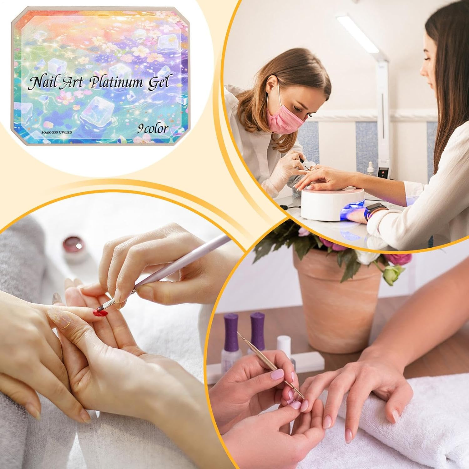 Pat Gel Polish | Manicure Gradient Painting Gel - 9-Color Polish Palette Accessories Nail Design Art Tools for Women Manicure Creation Painting image number 6