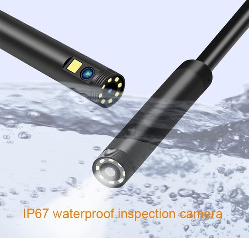 Triple Lens Endoscope Inspection Camera,1080P HD 8Mm Industrial Borescope with 32.8Ft/10M Semi-Rigid Cable, 5 Inchs IPS Screen, Waterproof Drain Snake Camera for Sewer Pipe image number 3