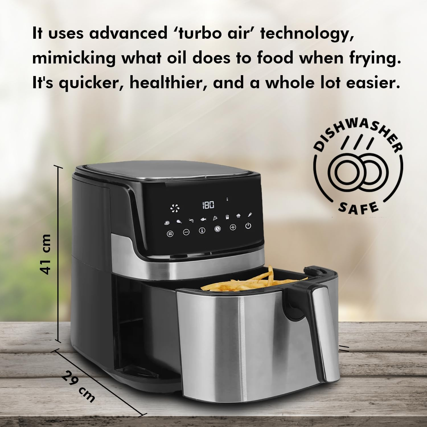 Healthy Choice Digital Air Fryer for Healthy Oil-Free Cooking - Multi-Use 1700W One Touch Digital Air Fryer for Deep Frying, Roasting, Baking & Grilling - 7.1L Stainless Steel image number 6