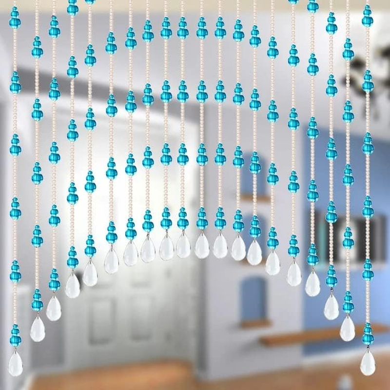 Rekelola Hanging Glass Door Beads Beaded Curtains Valance Self-Adhesive for Doorways Crystals Stran Arched Windows, Clear Crystal Room Bead Partition Curtain Frame Closets 7 Red (Zl-202304-Red)