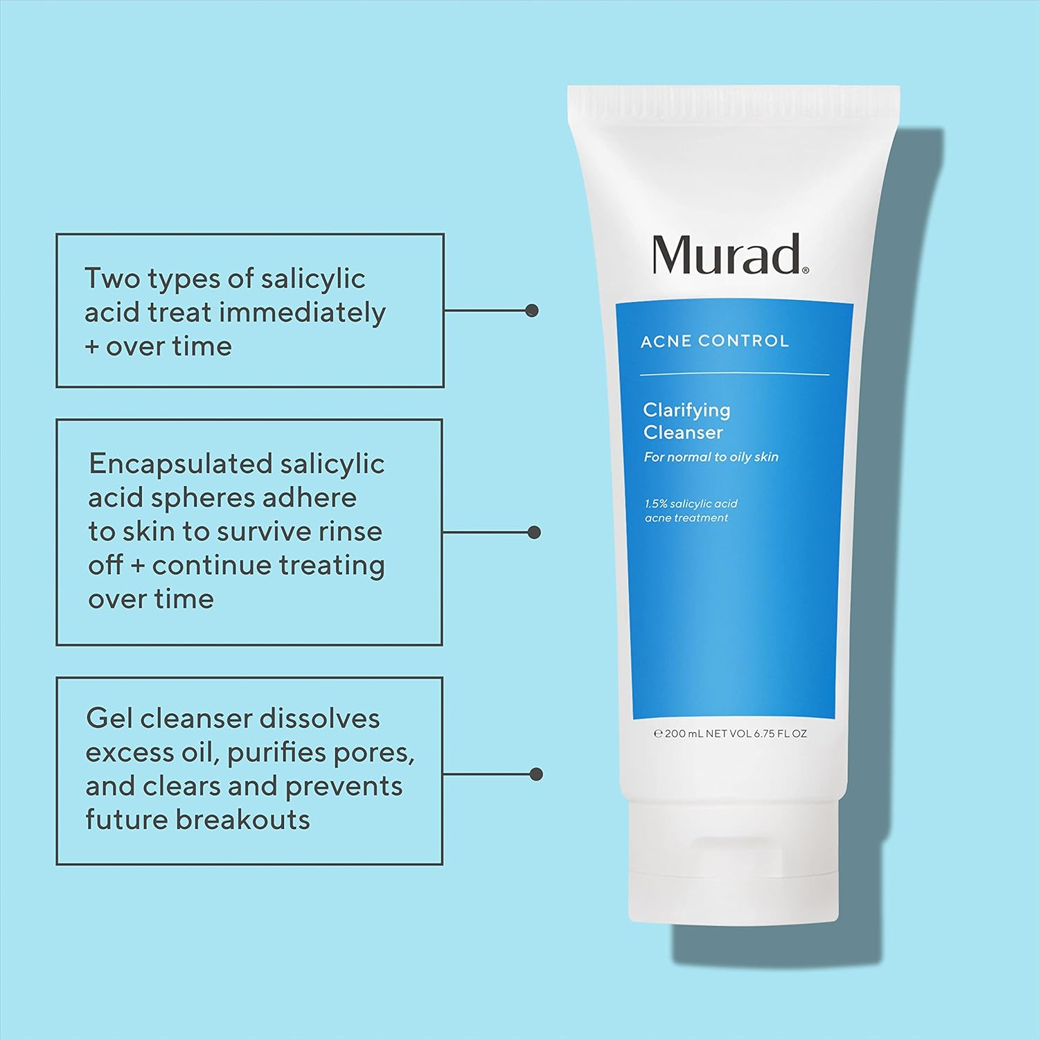 Murad Acne Clarifying Cleanser, Step 1 Cleanse/Tone, 6.75 Fl Oz (200 Ml) image number 5